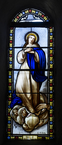 ensemble de quatre verrières (verrières à personnages) : Assomption, Virgo Mater, Virgo Immaculata, Annonciation