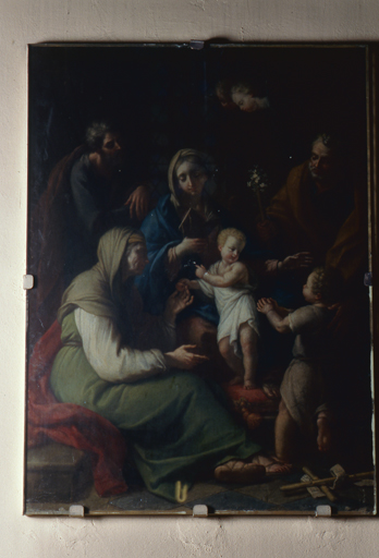 tableau : La Vierge au missel, l'Enfant Jésus, saint Joseph, sainte Anne, saint Joachim, saint Jean Baptiste enfant