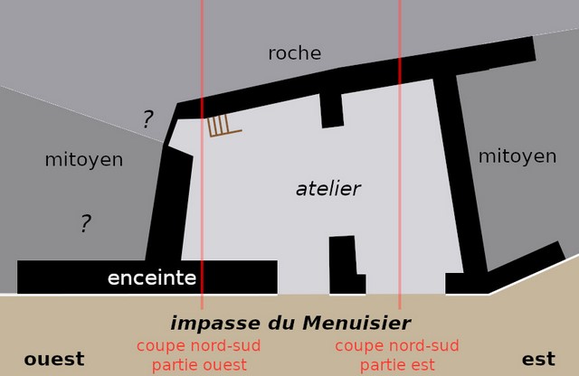 Plan schématique du bâtiment : étage de soubassement.