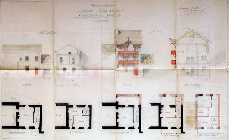 Consistoire réformé d'Orpierre. Agrandissement du presbytère. 1904.