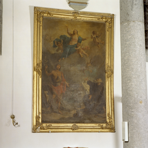 tableau d'autel : L'Assomption, saint Jean Baptiste et saint Antoine abbé, cadre