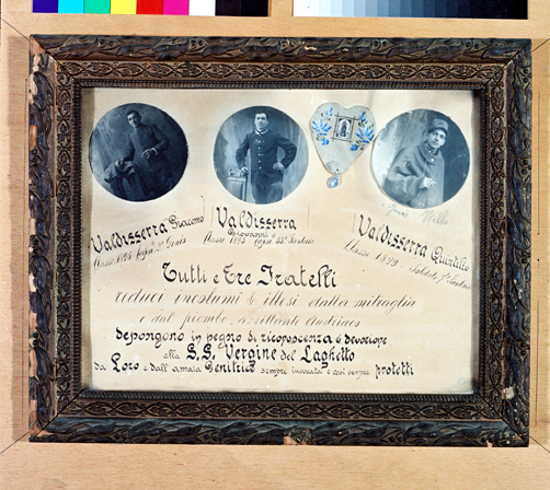 ex-voto, tableau : Trois frères à la guerre de 1914-1918, famille Valdissera