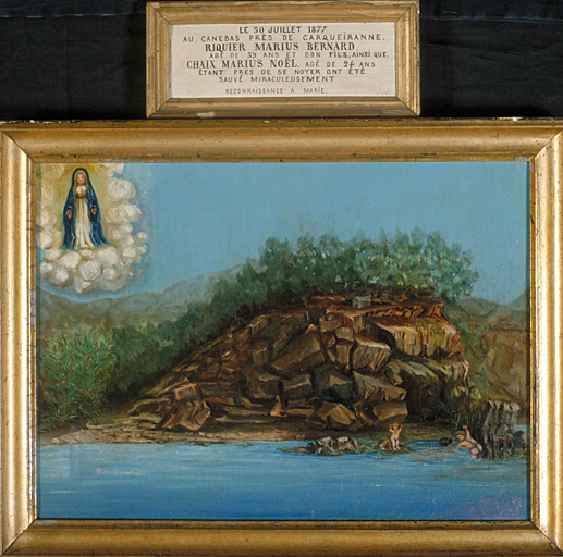 tableau, ex-voto : Risque de noyade de Marius-Bernard Riquier, de son fils et de Marius-Noël Chaix