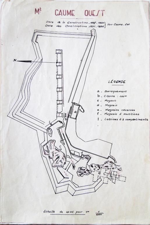 Mt Caume ouest. [Plan général de l'ouvrage du Mont Caume]. vers 1920.