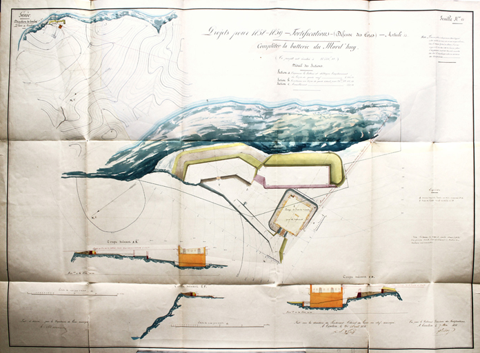 Projet pour 1858-1859. Fortifications (Défense des côtes) Compléter la batterie du Mord'huy. 1858.