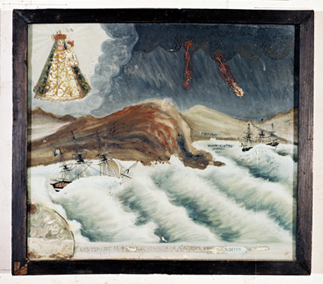 ex-voto, tableau : Bateau en perdition au large des côtes ligures, Il principe Cristian-Auguste