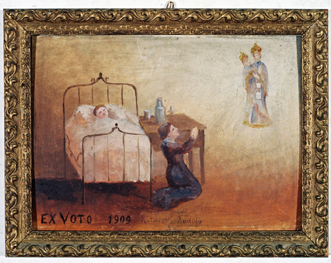 ex-voto, tableau : Demande de guérison d'un enfant, Antoinette Andoly