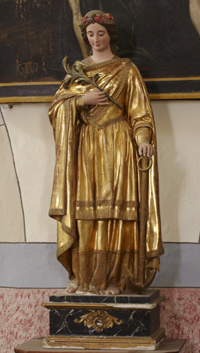 Statue-reliquaire (socle-reliquaire) : sainte Philomène