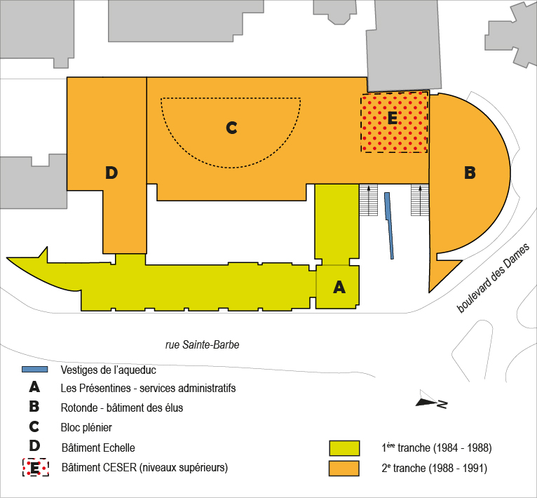 Plan de masse de l'hôtel de région.