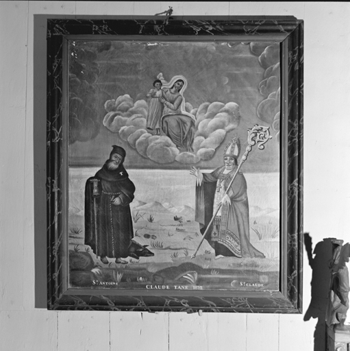 tableau, cadre : Apparition de la Vierge à l'Enfant au-dessus de saint Antoine et de saint Claude