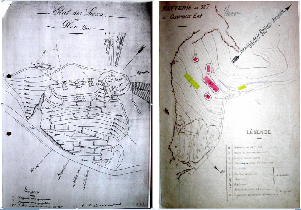 [Plans d'état des lieux de la batteries de Caveaux-Est], c.1897.