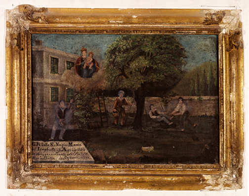 ex-voto, tableau : Chute d'un homme tombant d'un arbre, Lazzare Bensa