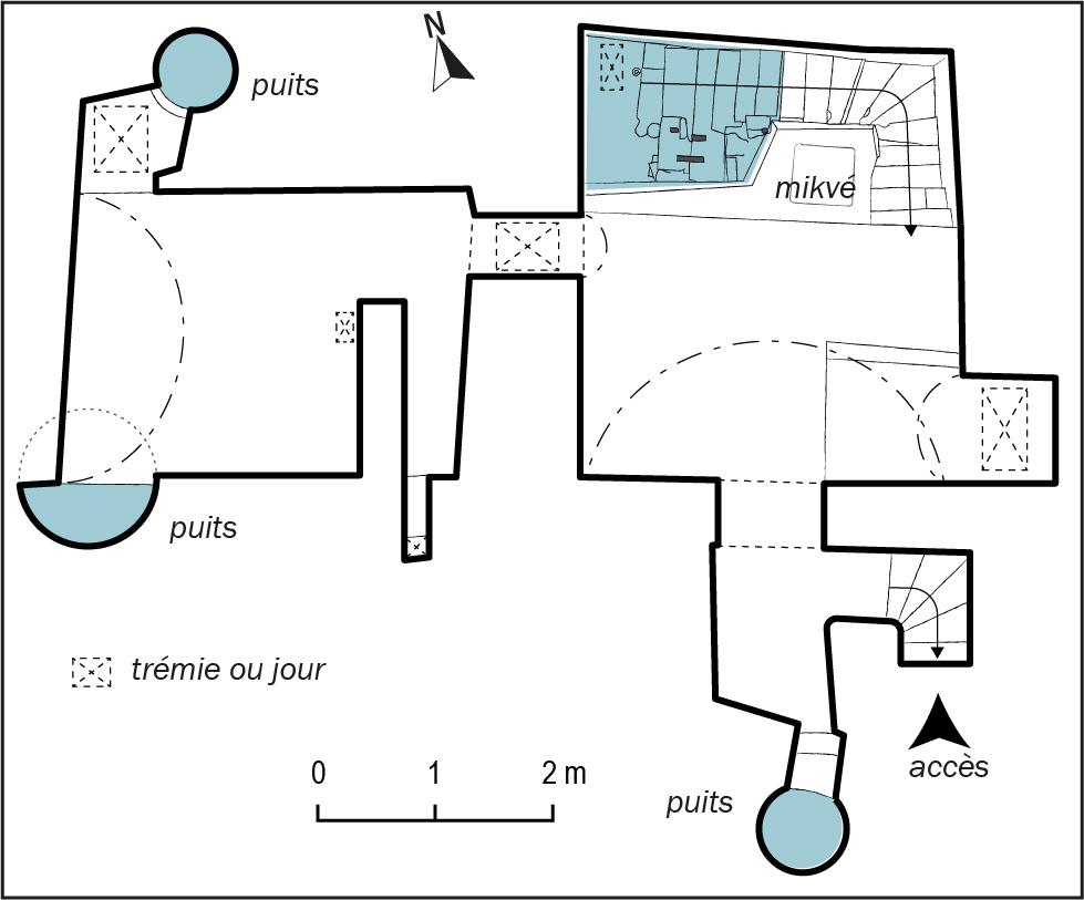 Plan du mikvé (sous-sol de la cour de la maison dite d'Auguste Jouve).