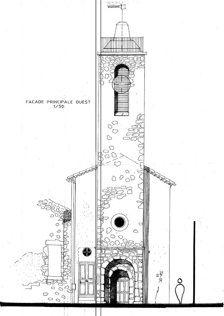 [Ancienne église Saint-Arey. Elévation ouest].