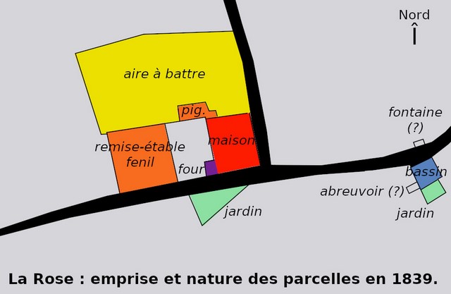 Emprise et nature des parcelles en 1839.