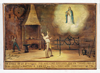 ex-voto, tableau : Accident dans l'atelier d'un serrurier, Francesco Macagno