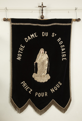 Bannière de procession, bannière de la confrérie de Notre-Dame-du-saint-Rosaire (N°2) : Vierge à l'Enfant