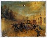 ex-voto, tableau : Accident entre un cabriolet à quatre roues et un tombereau, J. Gastaud