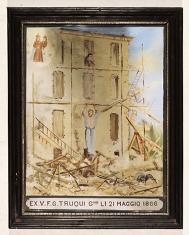 ex-voto, tableau : Effondrement d'un échafaudage, Giovanni Truqui