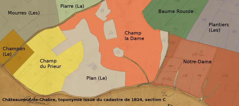 Toponymie du quartier de Saint-Martin et Notre-Dame, d'après l'état des sections du cadastre de 1824.