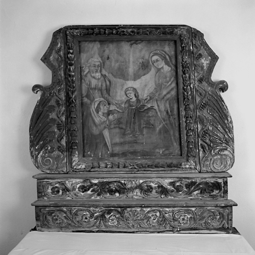 ensemble du retable de la Sainte Famille (retable, 2 gradins d'autel et un tableau : Sainte Famille)