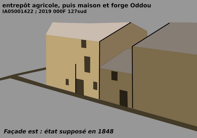 Façade est, état supposé en 1848.