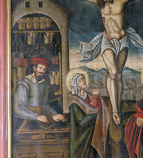 tableau : Calvaire avec saint Crépin et saint Crépinien