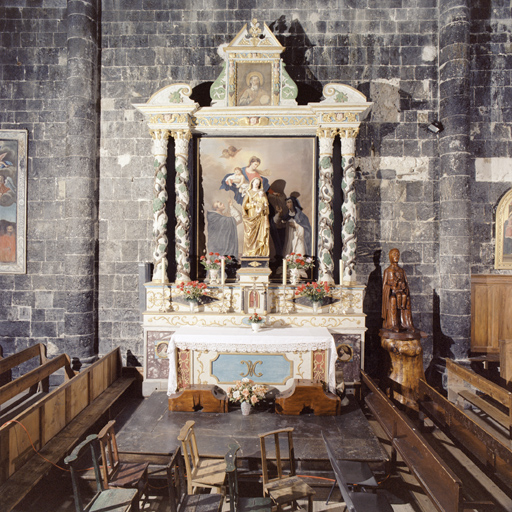 ensemble du retable du Rosaire (retable, 2 gradins d'autel)