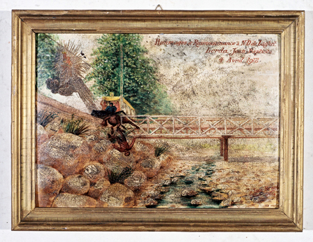 ex-voto, tableau : Chute d'un homme tombant de son cheval par-dessus un pont, Jean-Baptiste Lerda