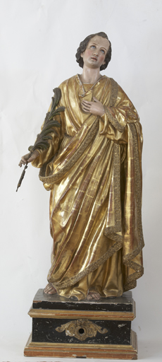 statue-reliquaire de saint Fortunat, statue de procession (petite nature, socle-reliquaire)