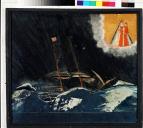 ex-voto, tableau : Bateau dans la tempête, trois-mâts sous un ciel noir