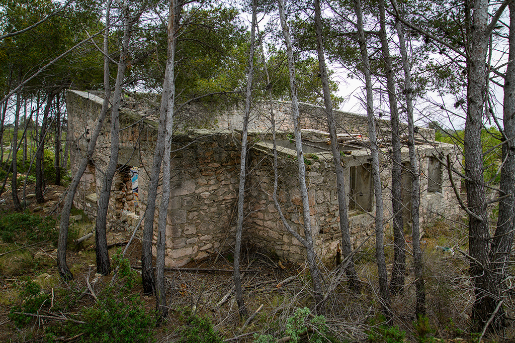 Quartier nord-est de la batterie, bâtiment inachevé (pavillon d'officiers?); façade d'entrée