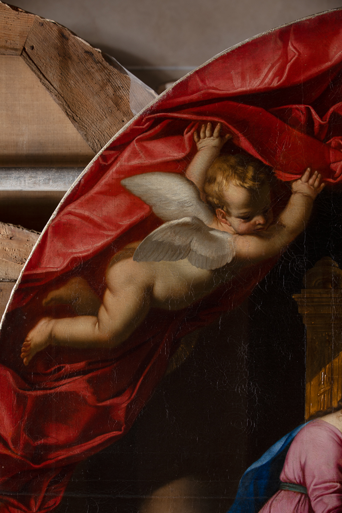 tableau : L'Education de la Vierge, avec sainte Marguerite et saint Blaise de Sébaste