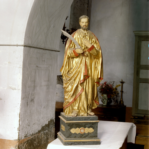 statue-reliquaire de saint Barthélemy (petite nature, socle-reliquaire)