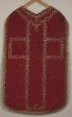 ensemble de vêtements liturgiques : chasuble, étole, manipule, voile de calice (ornement rouge, ornement blanc)