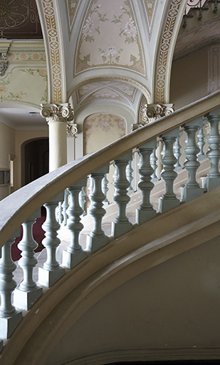 Première volée de l'escalier. Détail de la rampe d'appui.