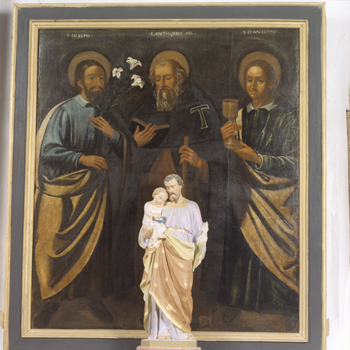 tableau : Saint Joseph, saint Antoine abbé et saint Jean l'Evangéliste