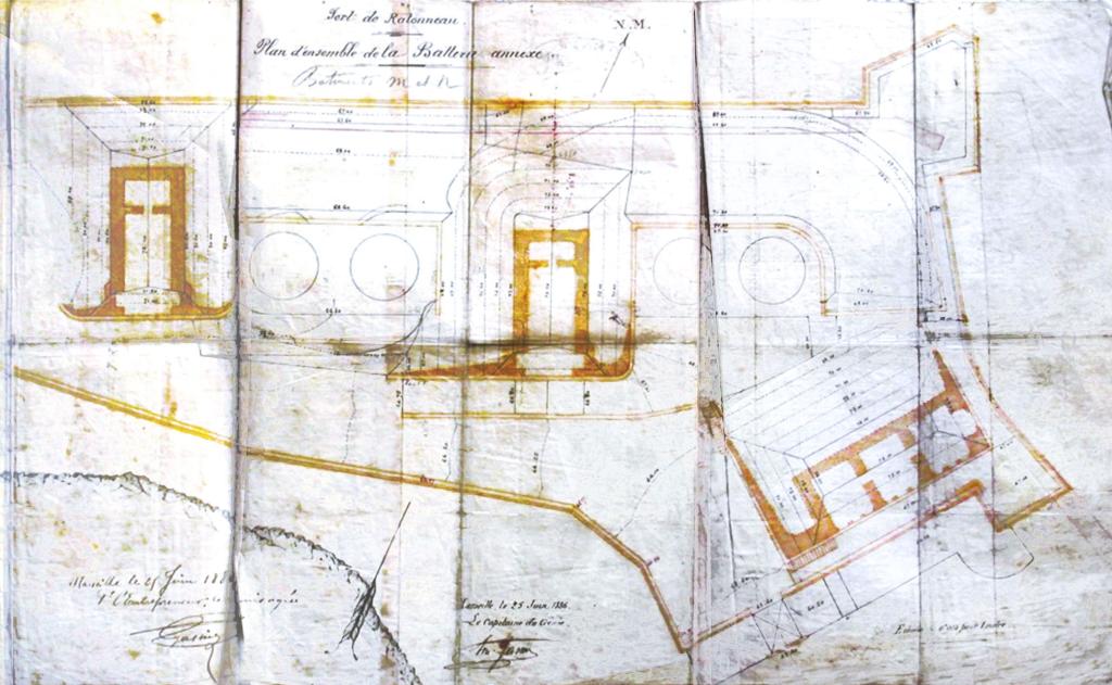 [Plan du projet d'organisation de la batterie annexe du fort de Ratonneau], 1886.