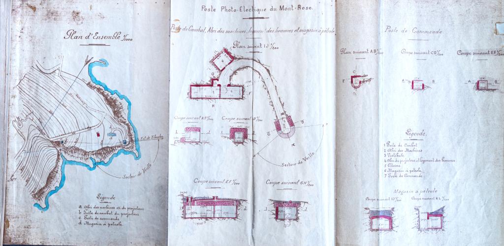 [Plans et coupes du poste photo-électrique du Mont Rose], 1906.