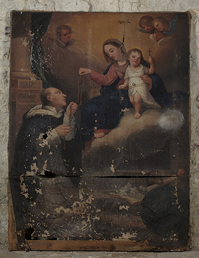 Tableau : Donation du Rosaire à saint Dominique de Guzman