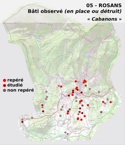 Localisation des « cabanons » sur le territoire communal.