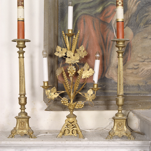 ensemble croix d'autel et 6 chandeliers d'autel