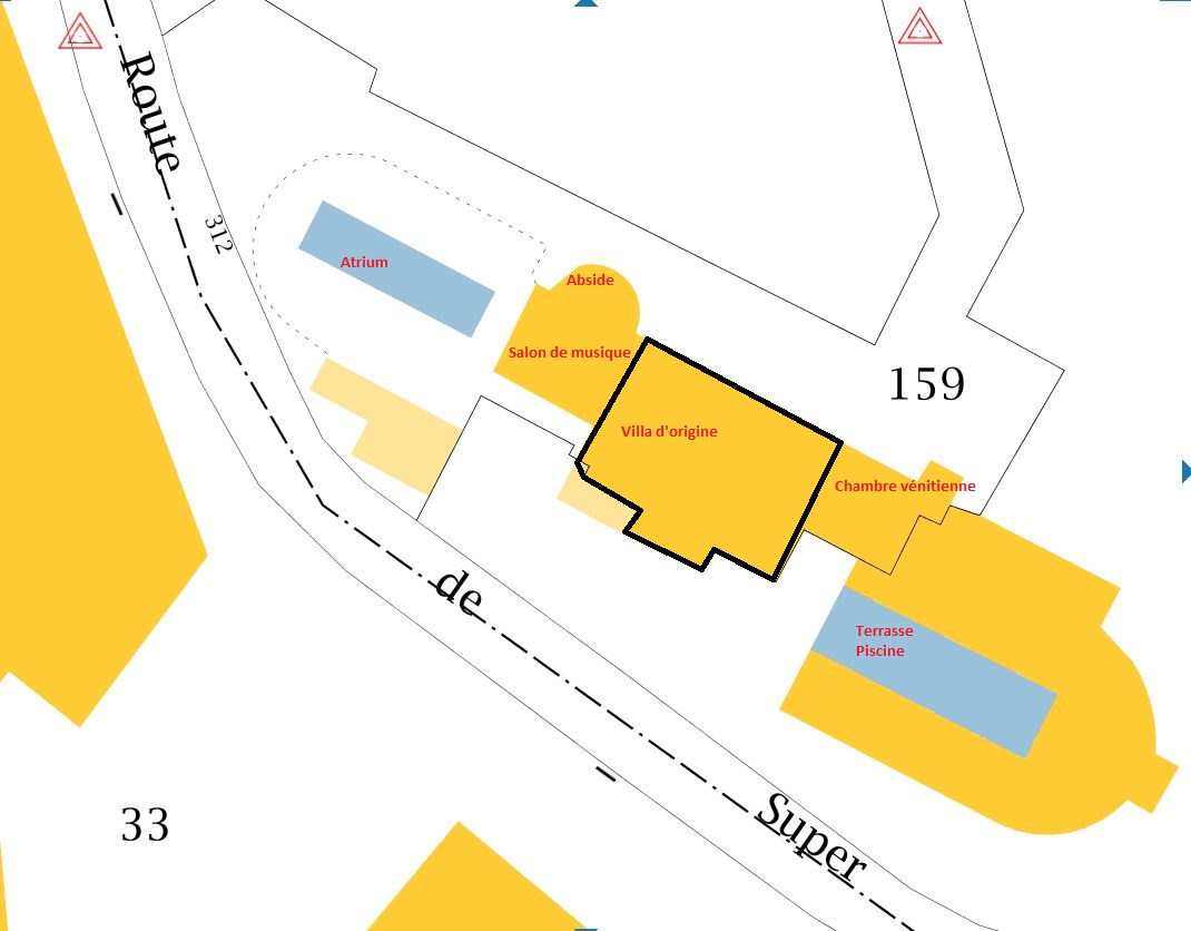 Composition d'ensemble. D'après le cadastre 2016, section AP.