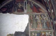 Peintures monumentales de la 1ere chapelle est : les miracles de saint Antoine, saint Marcellin, sainte Catherine d'Alexandrie
