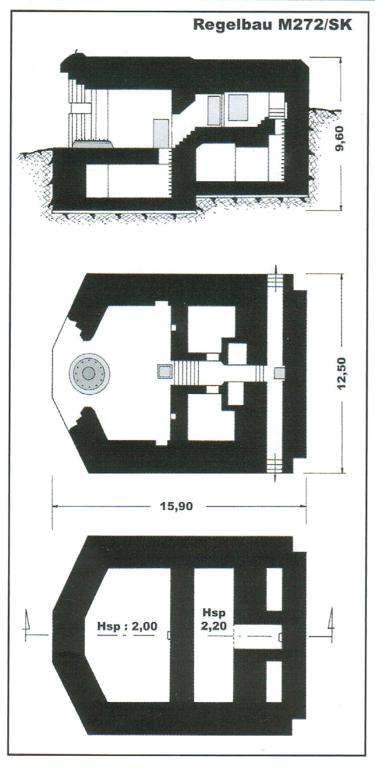 Regelbau M272/SK. [Plans et coupe d'une casemate M272 de la batterie Vogelberg]. 2008.