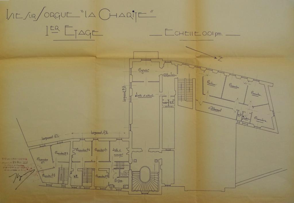Isle sur Sorgue, la charité, 1er étage, [logements 1 à 3], 1934.