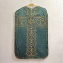 ensemble de vêtements liturgiques : chasuble, étole, bourse de corporal (ornement vert)
