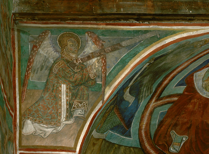 peintures monumentales : Saint Laurent, Saint Hippolyte, Annonciation, Apôtres, Christ en majesté, Tétramorphe
