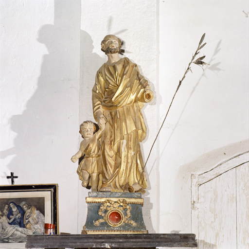 groupe sculpté-reliquaire (demi-nature) : Saint Joseph et l'Enfant Jésus