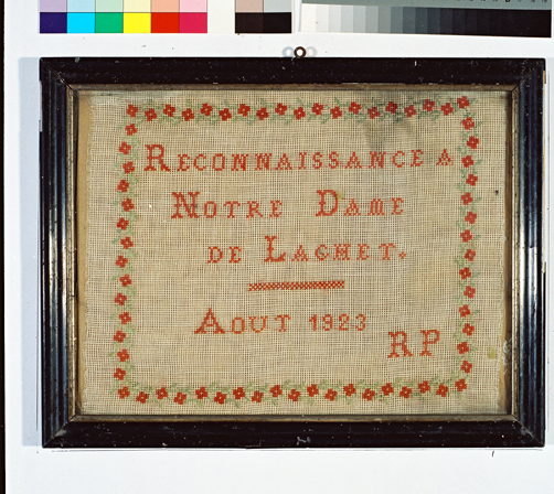 ex-voto, tableau de broderie : Reconnaissance (N° 9)